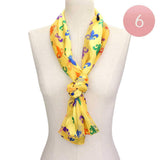 6PCS - Silk Feel Satin Mardi Gras Fleur de Lis Patterned Scarf