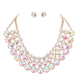 Crystal Pave Trim Round Evening Necklace Earring Set