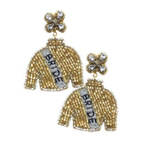 Bride Felt Back Beaded Suit Dangle Earrings