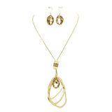 Oval Glass Crystal Triple Abstract Hoop Necklace