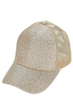 C.C Women's Glitter Mesh Back Criss-Cross Ponytail Cap