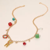 Christmas Rudolph Reindeer Wreath Pendant Festive Holiday Charm Necklace