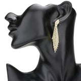 Crystal Rhinestone Pave Fringe Evening Earrings
