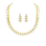Crystal Rhinestone Pearl Cluster Bib Necklace