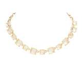 Women's Cushion Square Stone Link Evening Necklace