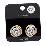 Cz Round Accented Stud Evening Earrings