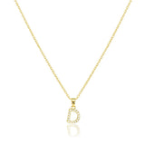 D Stainless Steel CZ Stone Paved Monogram Pendant Necklace