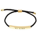 Gold Dipped BE KIND Message Bar Pointed Rope Bracelet