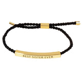 Gold Dipped BEST SISTER Pointed Rope Pull Tie Bracelet