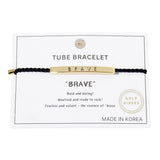 Gold Dipped BRAVE Bar Pointed Rope Pull Tie Bracelet