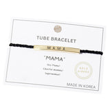 Gold Dipped MAMA Message Bar Pointed Rope Pull Tie Bracelet