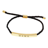 Gold Dipped MAMA Message Bar Pointed Rope Pull Tie Bracelet