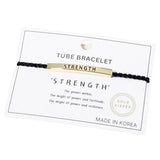 Gold Dipped STRENGTH Message Pointed Rope Pull Tie Bracelet