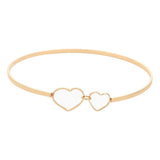 Double Open Metal Heart Link Bangle Bracelet