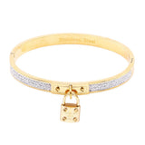FOREVER LOVE Metal Lock Charm  Stainless Steel Evening Bracelet