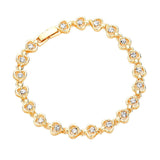 Fashionable Stone Embellished Metal Heart Evening Bracelet