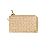 Faux Leather Basket Weave Flat Card Holder Wallet with Wristlet