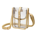 Faux Leather Belt Buckle Pointed Transparent Crossbody Bag
