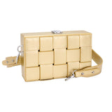 Faux Leather Woven Square Box Crossbody Bag