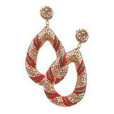 Felt Back Beaded Open Teardrop Dangle Earrings