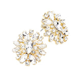 Floral Round Marquise Stone Evening Stud Earrings