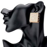 Greek Pattern Detailed Rhinestone Embellished Square Earring