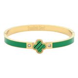 Quatrefoil Pointed Stainless Steel Hinged Bracelet