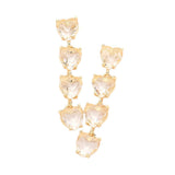 Heart Stone Link Dangle Evening Earrings