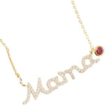 January Birthstone MAMA Message Pendant Necklace