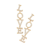Love CZ Message Link Dangle Evening Earrings