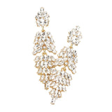 Marquise Crystal Cluster Drop Evening Earrings