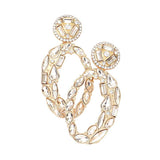 Marquise Round Rectangular Stone Cluster Evening Earrings