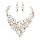 Marquise Stone Cluster Statement Evening Necklace