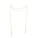 Metal Bar Dangle Tip Layered Necklace