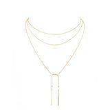 Metal Bar Dangle Tip Layered Necklace