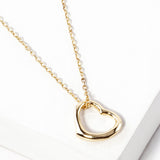 Women's Metal Open Heart Pendant Necklace Valentine's Day