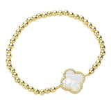 Quatrefoil Pointed Stainless Steel Ball Beaded Stretch Bracelet
