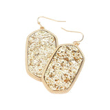Sparkly Hexagon Frame Dangle Earrings