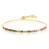 Stainless Steel Marquise CZ Tennis Chain Pull Tie Adjustable Bracelet