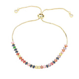Stainless Steel Marquise CZ Tennis Chain Pull Tie Adjustable Bracelet