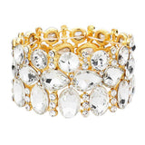 Women's Multi Stone Cluster Evening Stretch Bracelet
