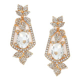 Oval Crystal Rhinestone Leaf Evening Earrings