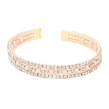 Pearl Accented Split Rhinestone Cuff Evening Bracelet