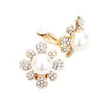 Pearl Centered Crystal Floral Clip On Earrings