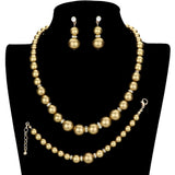 3PCS Pearl Necklace Bracelet Set