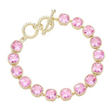 14K Gold Plated Square CZ Stone Link Evening Toggle Bracelet