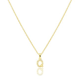 Q Stainless Steel CZ Stone Paved Monogram Pendant Necklace