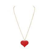 Crystal Pave Heart Pendant Long Necklace