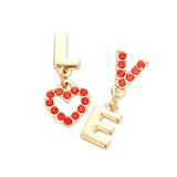 LOVE Rhinestone Message Mismatched Dangle Earrings