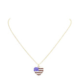 Rhinestone Embellished American USA Flag Pendant Necklace